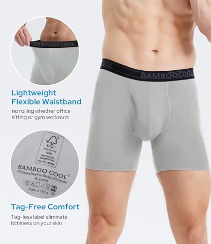 Image of BAMBOO COOL Men's Underwear Breathable Boxer Briefs with Fly Moisture-Wicking Lightweight Underwear 7-Pack