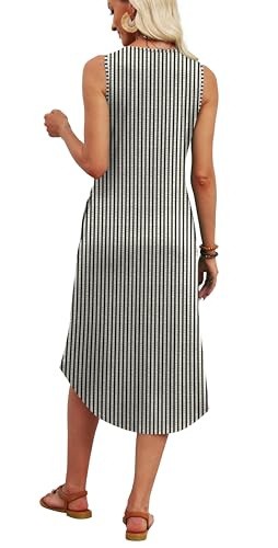 Image of WIHOLL Summer Dresses for Women 2026 Button Front Sleeveless Casual Midi Dress Beach Vacation Sundresses with Pockets
