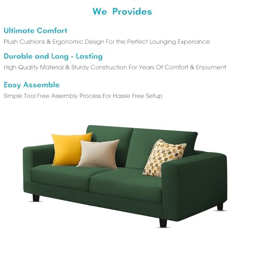Image of Galib 2 Seater Sofa Set for Living Room (Green Fabric) Premium Fabric Sofa Set