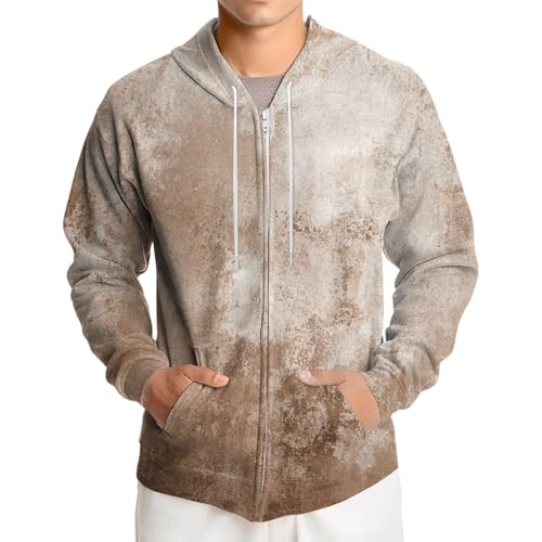 Ymosrh Men's Casual Hoodies, Long Sleeve Tie Dye Print Zip Up Hooded Sweatshirt Pullover with Pocket, M-3XL4