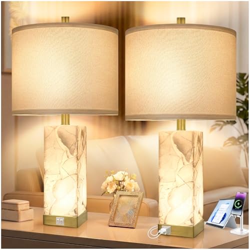 Scenekoy Alabaster Table Lamps Set of 2