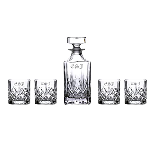 Marquis by Waterford Personalized 5-Piece Maxwell Decanter Set, Custom Engraved