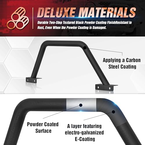 Image of Bull Bar Grille Brush Guard with Light Mount Compatible with 2021 2022 2023 2024 2025 2026 Ford Bronco (for Modular Steel Front Bumper ONLY) Rock Off-Road Front Bumper Rack Push Bar-Black