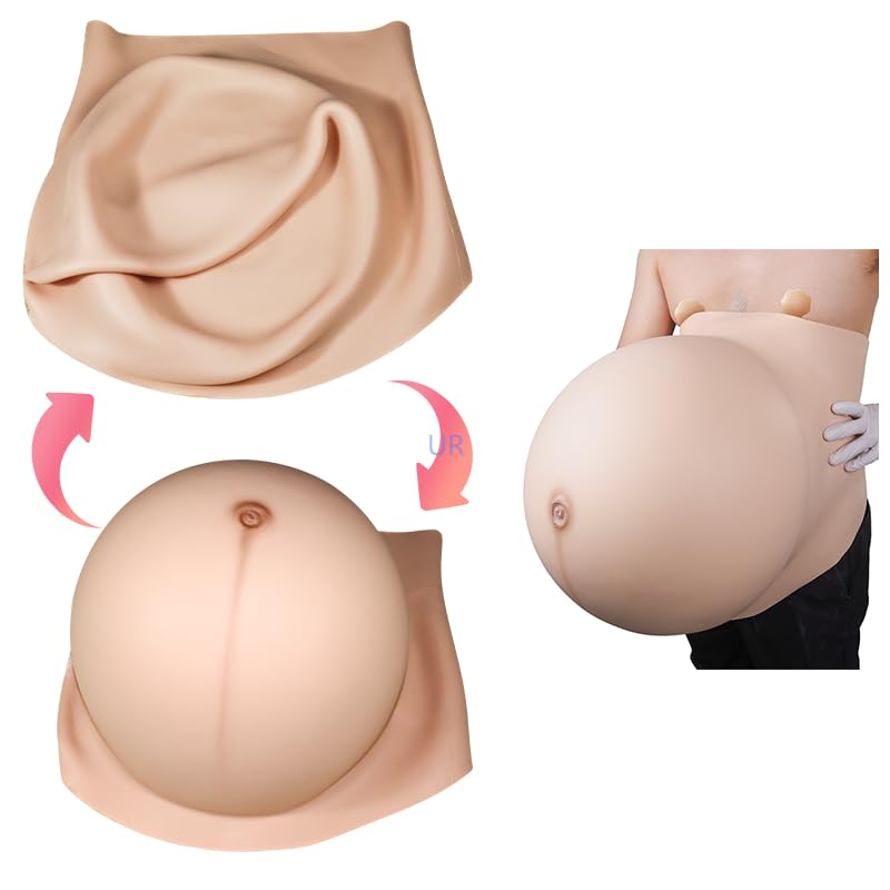 Oppaionaho Fake Pregnant Belly for 3-10 Months DlY Inflatable Silicone Fake Pregnancy Belly Twins Tummy Cosplay (#2 XL)