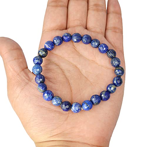 Image of Reiki Crystal Products Certified Natural Crystal Stone 8 mm Diamond Cut /Faceted Beads Bracelet for Men & Women | Reiki Charged Gemstone Bracelet | Multiple Crystal Variants Available