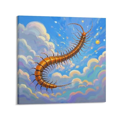 Poster mille-pattes sur toile CMHONLY avec cadre robuste anti-reflet pour salon moderne