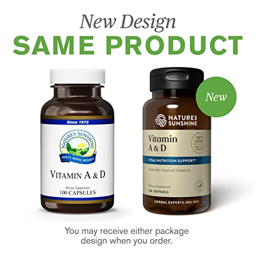 Nature's Sunshine Vitamin A & D, 400Iu, 100 Softgels | Vitamin D And Vitamin A Work Together To Naturally Support The Immune And Glandular Systems #TOP6