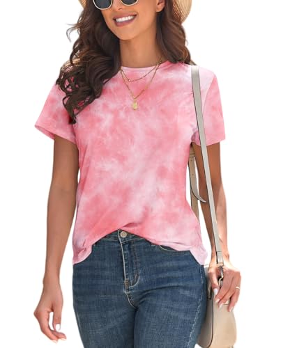 Image of KevaMolly Basic T Shirts for Women UPF 50+ Short Sleeve Casual Summer Tops Trendy Solid Loose Fit Crew Neck Tees Tshirt