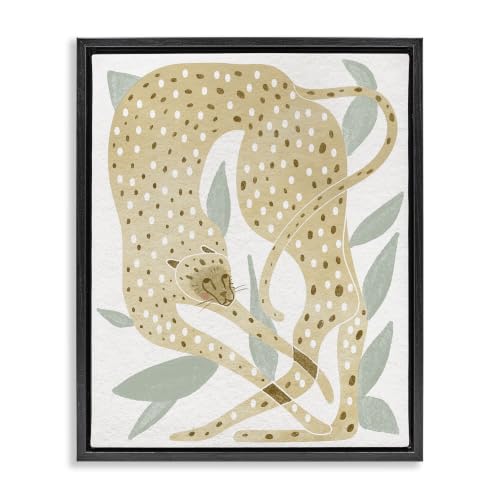 Modern Cheetah Botanical Leaves, 24 x 30 Inch Canvas in Floater Frame