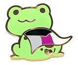 Demisexual Pride Frog Pin in Demi LGBT+ Flag Colors | Chibi Superhero Enamel Gay Frog Pin