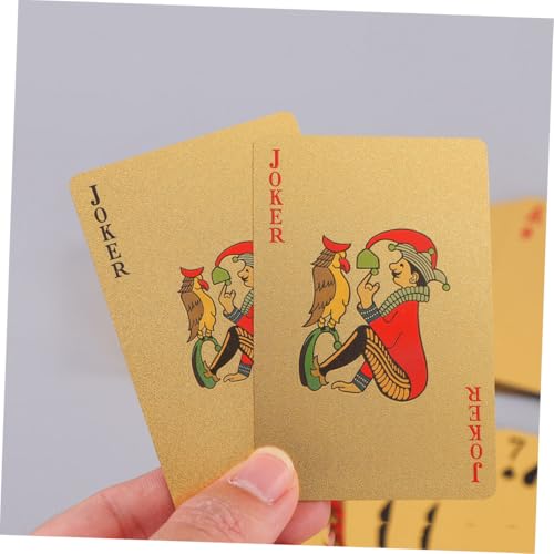 Didiseaon wasserdichte Goldfolie Poker Spielkarten Glänzend Strapazierfähiges Kunststoffmaterial Robust und Handlich für Zuhause Bar und Büro Kartenspiel für Erwachsene und Freunde – Bild 6