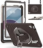 BRAECN iPad Pro 10.5 Case with 360 Degree Swivel Stand/Hand Strap and Shoulder Strap Case[Heavy Duty]Three Layer Ultra Hybrid Shockproof Full-Body Protective Case(No iPad 9.7 inch 2017) (Black)