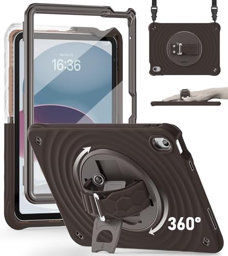 BRAECN Ripple Case for iPad (A16) 11th/10th Generation 11''/10.9'' 2025/2022,4 Layers Military-Grade Full Body Protection,Screen Protector,360 Rotating Handle,Kickstand,Shoulder Strap,Kids-Friendly