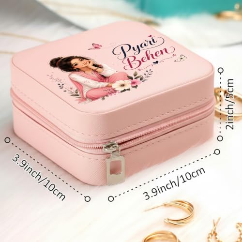 Image of P Arts Precious Art Gifts Best Sister Jewellery Organiser Box With Wooden Earring Pair,Greeting Card,Best Rakhi Gift For Sister,Rakshabandhan Combo Pack Set (Pyari Behen)
