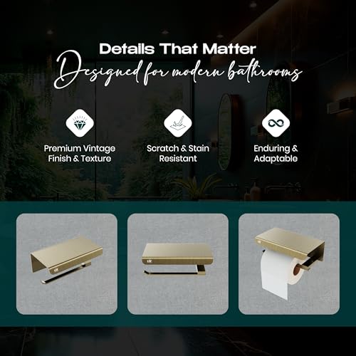 Image of USF Toilet Paper Holder for Bathroom | 304 Stainless Steel Tissue Paper Roll Holder | Bath Utilities | Square Wall Mounted Paper Holder for Restroom | Antique Finish | 3 Years Warranty