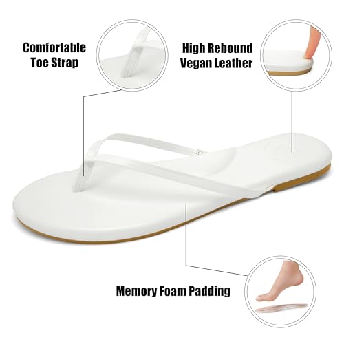 Image of INMINPIN Flat Flip Flops with Arch Support for Women - Memory Foam Flats Summer Sandals 2026 - Ultra Comfort Vegan Leather Thong Sandals Summer Beach Slide