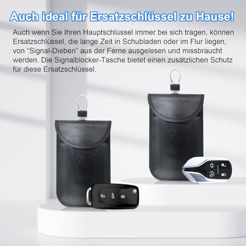 MONOJOY Abschirmtasche-Tasche für Auto-Funkschlüssel,Autoschlüssel Hülle 2er-Set,Faraday Bags,keyless go Schutz,Autoschlüssel Schutz Keyless,Auto Diebstahlschutz,Schlüsseltasche Schwarz,Auto zubehör
