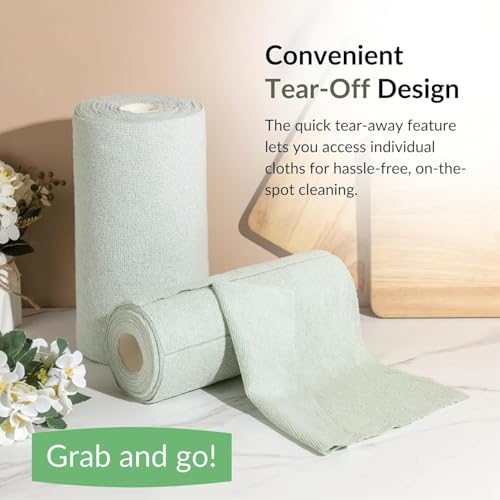 Image of Pack Of 20 Cleaning Cloth Roll, Washable Absorbent Towel For Kitchen, Dust, Stains Wet and Dry Microfiber Cleaning Cloth, Reusable Paper Towels Washable Roll Tear Away for Kitchen, Car (Pack Of 20)