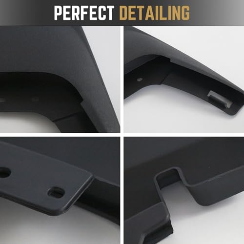 Image of RMOURTEKK Mud Flaps Compatible with Ford F150 2025 2024 2023 2022 2021 (Excludes Raptor Models) Without OEM Fender Flares Front & Rear Mud Guards Black Mud Guard Set(4pc Set)