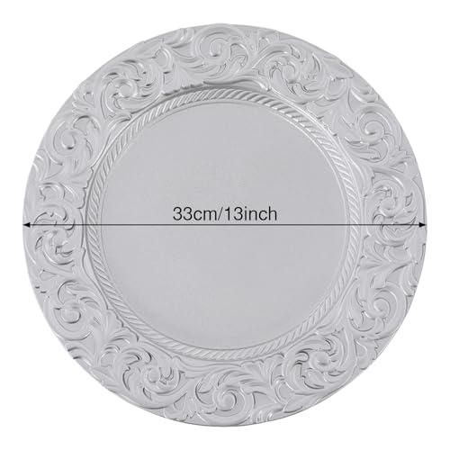 50 Platos Decorativos Redondos Plástico 13 Pulgadas Plateado miniatura 5