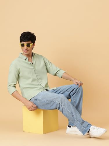 Image of KOTTY Men's Textured Casual Shirt - Long Sleeve||Button-Down Collar||Classic Fit