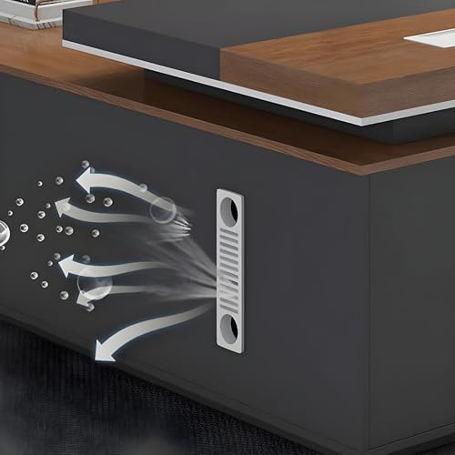 Image of Lakdi The Furniture Co Director & Executive L-Shape Office Table Luxury Desk Made in Particle Board with Side Unit, 3 Drawer Wire Manager & Cup Space - Brown 5-Year Warranty & Free Assembly-LDL-624