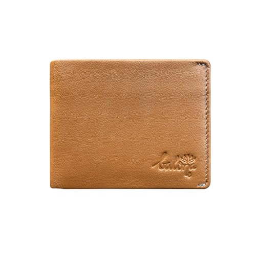 Balona Genuine Leather Anti-theft RFID-Blocking Minimalist Bifold Coin Pocket Wallet Two Side Hidden Stitch Credit Card Case for Men (Tan Nappa)