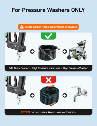 Image of AstroAI Short Pressure Washer Gun with Swivel, Power Washer Gun with 3 /8 inch Quick Connect Inlet & 1 /4 inch Outlet, 4060 PSI, with 4 Nozzles, Ergonomic Comfort Grips, Compatible with Foam Cannon for Car Wash