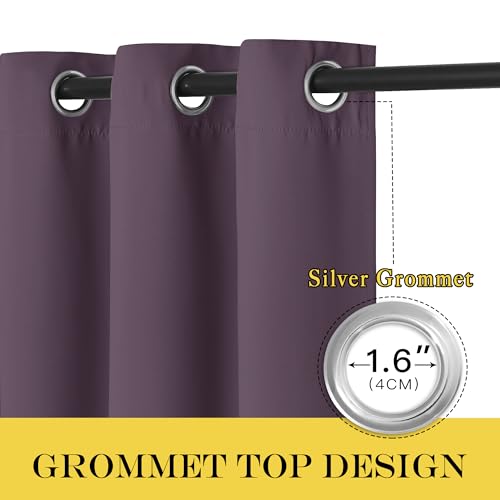 NICETOWN Patio Door Curtain 84 inches Long, Grommet Room Divider Curtain Panel Thermal Insulated Room Darkening for Bedroom/Office, Plum, W100 x L84, 1 Panel