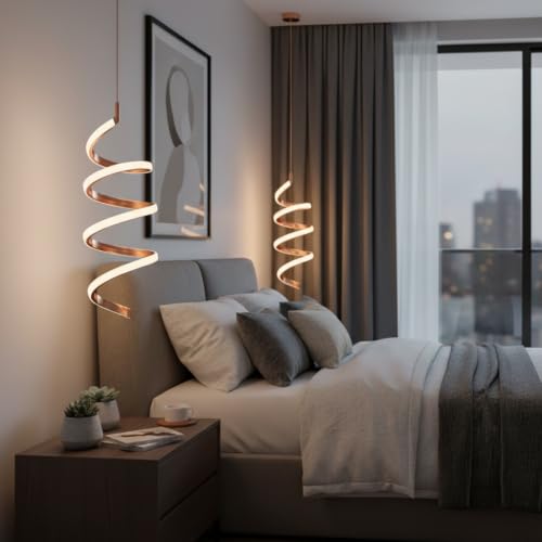 Image of BrightLyt Adjustable Spring Style LED Hanging Lights for Living Room /Bedside, Pendant Lights for Ceiling of Kitchen Island, Hanging Lights for Home Decoration /Dining Area /Cafe (Pack of 1)