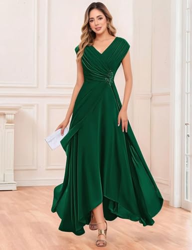 Chiffon Lace Mother of The Bride Dresses for Women Pleated Teal Length Evening Gown Formal Midi Wedding Guest Dress4