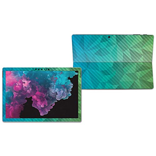 Image of MightySkins Carbon Fiber Skin for Microsoft Surface Pro 6 - Blue Green Polygon | Protective, Durable Textured Carbon Fiber Finish | Easy to Apply, Remove, and Change Styles | Made in The USA