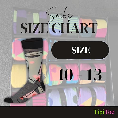 Tipi Toe Men's 12 Pairs Mystical Mosaic Shapes and Shades in Blue Violet Grey Black Green Soft Cotton Blend Colorful Funky Gift Box Dress Socks, CMC03-T13