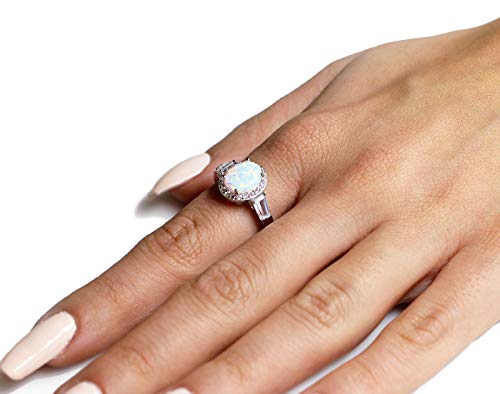 CloseoutWarehouse Oval Cubic Zirconia Halo Ring Sterling Silver (Comes in Colors)3