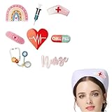 AsggBah 8pcs Themed Nurse Iron on Patched Embroidered Patches for Backpack Clothes Hat Repair Decor (Nurse)