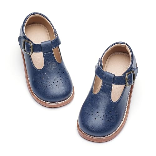Image of GINFIVE Toddler Girls Dress Shoes Little Kids Flats School Mary Janes Shoes