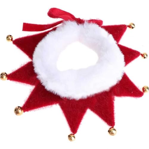 Hundehalstuch Weihnachten, Hundehalsband Weihnachten mit 8 Glöckchen, Verstellbare Katze Hunde Schal, Plüsch Haustier Kostüm Zubehör, Hund Katze Welpen Kätzchen (Rot, XL)