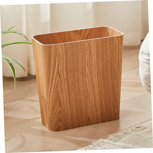 Caneca de basura rectangular de madera Caqui miniatura 6