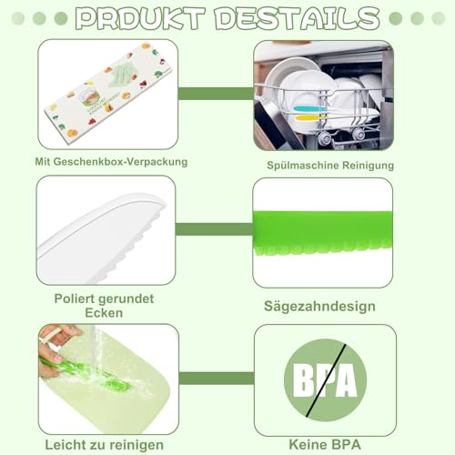 Barnkniv 3-delat set för säkert skärande av frukt och grönsaker