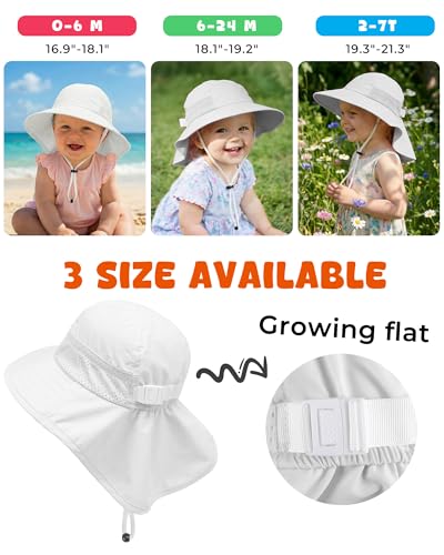 Image of Toddler Baby Sun Hat Kids Summer Beach Essentials Adjustable Beach Hats with Bucket Wide Brim for Boys Girls Age 0-14 Years