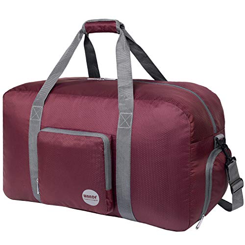 WANDF Travel Duffle Bag 40L 60L, Anti-theft RFID Pocket | Shoe Compartment | Inner Wet Pocket, Water Resistant Nylon Luggage Bag for Weekender Sports Gym Camping (Red 24'', 60L)
