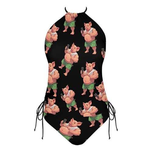 Bodybuilding Pigs Fitness Funny Tankini Swimsuits for Women Bathing Suit Two Piece Bikini Beach Vacation4