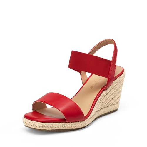 Image of DREAM PAIRS Womens Open Toe Espadrilles Dressy Platform Sandals Slip on Elastic Ankle Strap Wedges Sandals