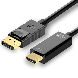 4K 60Hz Displayport to HDMI Cable 6ft, NOT HDMI to Displayport Adapter, Display Port to HDMI Cable 6feet for Dell Lenovo HP Laptop Desktop PC Monitor TV GPU NVIDIA AMD, DP to HDMI Adapter Cord Black