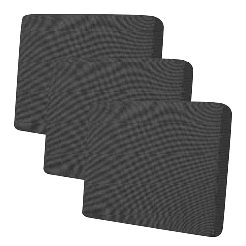 Image of Easy-Going Stretch 3 Pieces Oversized Couch Cushion Cover for Sofa Seat | Furniture Protector Sofa slipcover for 3 Cushion Couch Washable Soft with Elastic Bottom Dark Gray