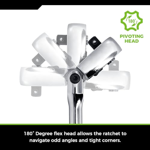 Image of Der Erwachte 3-Piece Flex-Head Ratchet Set, 1 /4 inch, 3 /8 inch, 1 /2 inch Drive Ratchet, 72-Tooth with Quick-Release Reversible Design, Chrome Alloy Made, Fully Polished,with EVA Foam