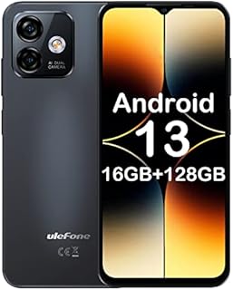 Ulefone Mobile Phones, Note 16 Pro Android 13 Smartphone, 16GB RAM 128GB ROM SD256GB, Octa-Core, 50MP Camera, 6.52" 60Hz Screen, 4400mAh, 4G Dual SIM Unlocked, Face Fingerprint ID, Meteorite Black