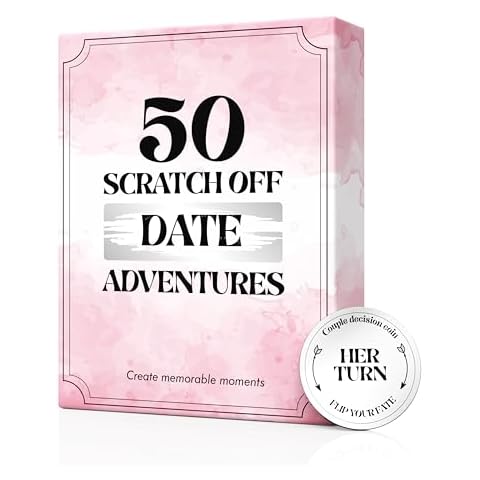 BLY Games 50 Scratch Off Date Adventures - Fun & Adventurous Date Night Box - Romantic Couples Gift - Unique Scratch Off Card Game (Pink) Cover