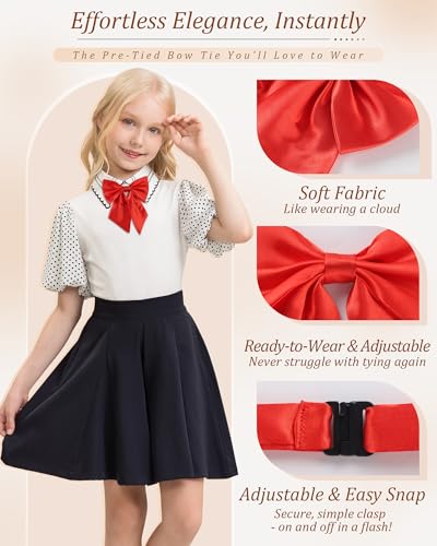 Image of AWAYTR Ladies Adjustable Pre tied Bowtie - Solid Color Bow Ties for Women
