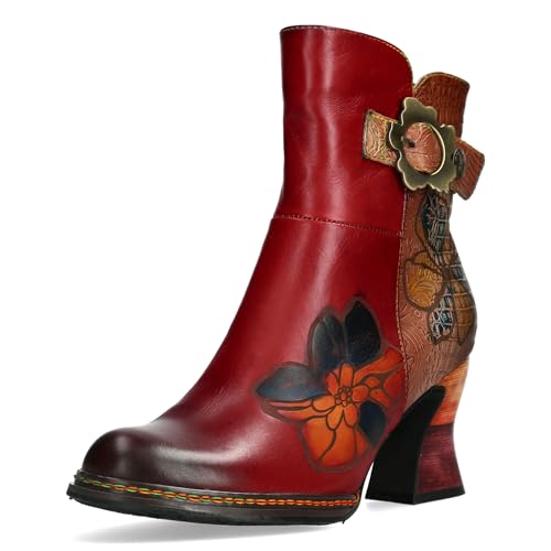 LAURA VITA Bottines Femme Eleao 02, Pointure:39 EU, La Couleur:Rouge